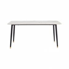 Обеденный стол со столешницей из керамогранита Linsy Light Luxury Rockboard White&Black 1.6 m (JI1R-A)