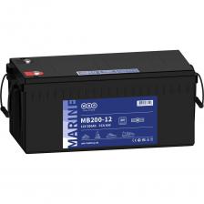 Лодочные герметизированные свинцово-кислотные аккумуляторы серии MB200-12, выполненные по технологии AGM, отличаются высоким качеством и надёжностью. Они устойчивы к глубоким разрядам и применяются для питания на яхтах, катерах и моторных лодках. Эти аккумуляторы также можно использовать для работы электронасосов, эхолотов, осветительных приборов и другого вспомогательного оборудования. Спецификация: Кол-во элементов в блоке: 6 Номинальное напряжение: 12 В Номинальная емкость (С10): 200 Ач Ток холодного пуска (ССА): 850 А (при –18 °С) Вес: 63.0 кг ± 3 % Срок службы: До 10 лет в буферном режиме при 25 °С Емкость на режимах: 170.0 Aч при 5-ч. разряде током 34.0 А при 25 °С до Uкон. 10.20 В, 120.0 Aч при 1-ч. разряде током 120.0 А при 25 °С до Uкон. 9.60 В Внутреннее сопротивление: 2.5 мОм Максимальный ток разряда: 1200 А (5 сек) Максимальный ток заряда: 60.0 А Напряжение заряда (при 25 °С): Циклический режим 14.4 – 15.0 В (темп. коэфф. –5 мВ/°С/эл.), Режим подзаряда 13.5 – 13.8 В (темп. коэфф. –3 мВ/°С/эл.) Диапазон рабочих температур: Разряд: от -40 °С до +60 °С, Заряд: от -20 °С до +60 °С, Хранение: от -40 °С до +60 °С Саморазряд: 3 % в месяц при 25 °С Выводы: Под внутренний болт М8 (момент затяжки 12–20 Нм) Технология герметизации: AGM Материал корпуса: Ударопрочный ABS (акрило-бутадиен-стирол)