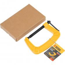 G-образная струбцина используется для фиксации заготовок или закрепления их на верстаке, станке или между собой. Позволяет склеивать детали, а также сверлить их, шлифовать, опиливать и проводить другие работы. Может использоваться во время выполнения сварочных работ. Винт с трапециевидной резьбой обеспечивает надежную фиксацию предметов. Струбцина применяется в слесарном и столярном деле, будет полезна также домашнем хозяйстве.