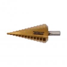 Ступенчатое сверло предназначено для сверления в высококачественной нержавеющей стали, конструкционной и холоднокатаной стали, цветных металлах, стальных листах, пластмассах. Края просверленного отверстия остаются чистыми и без заусенцев. Сверло не работает на круглых поверхностях. Автоматическое центрирование на закругленных и скользких поверхностях. Быстрое рассеивание тепла при сверлении в твердых материалах. Изготовлено из высокоскоростной стали HSS, покрытой нитридом титана. Цилиндрическая ручка. Рабочий диаметр: 4 мм, 6 мм, 9 мм, 12 мм, 15 мм, 18 мм, 21 мм, 24 мм, 27 мм, 30 мм, 33 мм, 36 мм, 39 мм.