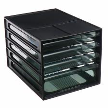 Файл - кабинет 4-секционный «Стамм», чёрный корпус, чёрные лотки