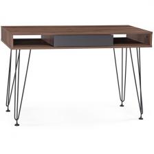 Письменный стол (регулировка по высоте) с ящиком и полкой Woodville Хиргра 120х60х77 дуб табачный/графит/черный 553803 (прямоугольная столешница, 4 ножки)