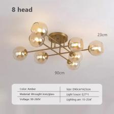 Потолочный светильник Sanoni, стеклянный шар, медный