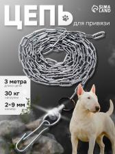 Цепь для привязи собак, 3 м, калибр 2x9 мм, белая