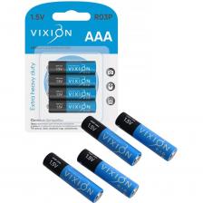 Батарейка солевая мизинчиковая R03P-AAA VIXION подходит для простейших электронных устройств с малым и умеренным потреблением тока: маленьких приёмников, карманных фонариков, простых электронных часов, пультов дистанционного управления, тестеров и других устройств. Основные преимущества перед алкалиновыми батарейками – ценовая доступность и легкий вес. Выполнены в корпусе цилиндрической формы, с напряжением в полтора вольта, относятся к типу ААА. Элемент питания легко прослужит месяцы, а то и годы маломощному устройству. Покой и отдых продлевает срок эксплуатации батарейки этого типа, а если потрясти или даже постучать об руку, то их можно реанимировать (разравниваются комки электролита, и батарейки способны еще немного прослужить). Солевые мизинчиковые батарейки Vixion – отличное соотношение между ценой и качеством. Элементы питания имеют надёжную герметизацию. Энергоемкие источники работают в температурном режиме от -20°С до +54°С. Подлежат долгому хранению – 3 года. Соблюдайте полярность, помещая батарейки в устройство.
