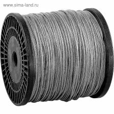 Трос стальной «ЗУБР», цинк, DIN 3055, в оплетке ПВХ, d=3/4 мм, L=200 м