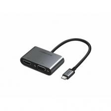 USB-хаб UGREEN CM162 USB-C to HDMI + VGA +USB 3.0 Adapter With PD, серый космос 50505_