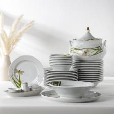 Сервиз столовый Добрушский завод «Идиллия. Стрекоза», 37 предметов, фарфор, белый