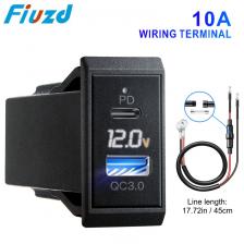 Автомобильное зарядное устройство QC, адаптер питания для Toyota 12-24 В, вольтметр, светодиодные автомобильные аксессуары, быстрая зарядка с двумя USB-портами для мобильного телефона