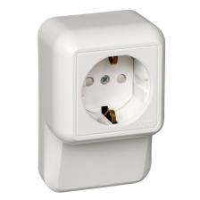 ПРИМА Розетка наружная с заземлением плинтусная 250В 16А со шторками белая монтажная пластина Systeme (Schneider) (RA16-003-2M-B), цена за 1 шт
