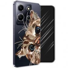 Чехол на Infinix Note 30i / Инфиникс Нот 30i с принтом Любопытный кот, прозрачный