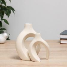 Ваза «Ловис», 14x7x15 см, керамика, набор 2 шт., светло-бежевая