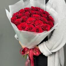 Букет живых цветов 4 СЕЗОНА Монобукет из 25 красных роз