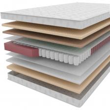 Двусторонний ортопедический матрас Vita-Sleep Ortoped 22Sk с независимыми пружинами и разной жесткостью сторон. Жёсткость с одной стороны умеренно-жёсткая, с другой - средняя, нагрузка на спальное место до 140 кг, высота матраса 22 см, доставляется в скрученном виде (в рулоне). Чехол матраса выполнен из ткани трикот, обладающей высокой прочностью, ткань отлично пропускает воздух, обеспечивая постоянную естественную его циркуляцию. Для комфорта чехол простеган на слое синтепона плотностью 100 гр. С одной стороны расположены высокоэластичная ячеистая конвалютерная пена повышенной плотности и латексированная кокосовая койра. Пена с фигурной резкой обеспечивает микромассажный эффект, а кокосовая койра служит для улучшения ортопедических свойств матраса, придает дополнительную жесткость и упругость. Спанбонд - изоляционная прослойка между конструктивными элементами изделия, обладающий прекрасными дышащими свойствами. С другой стороны матраса расположился слой Холлкона (Hollcon) - новейший нетканый материал, который получают из полиэфирного волокна, обладает повышенной прочностью и износостойкостью, и конвалютерная пена повышенной плотности. Пружинный блок матраса - блок независимых бочкообразных пружин S1000, каждая из которых находится в индивидуальном стаканчике из воздухопроницаемого спанбонда и работает отдельно, обеспечивая точечную поддержку тела и крепкий сон, 512 шт. на кв. метр, 1000 пружин на спальное место.