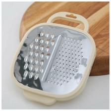 Тёрка с контейнером Доляна «Универсал», 2 в 1, 23x18x5 см, цвет микс