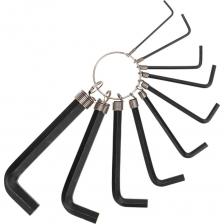 Набор ключей имбусовых KRANZ предназначен для работы с крепежом, оснащенным шлицом HEX (шестигранником). Ключи имеют Г-образную форму, изготовлены из высококачественной стали. Антикоррозийное покрытие обеспечивает надежную защиту инструмента от негативных внешних воздействий. Это значительно продлевает срок службы.Технические характеристики: Тип: HEX Форм-фактор: Г-образный Минимальный размер: 1,5 мм Максимальный размер: 10 мм Марка стали: CrV Количество в наборе: 10 Ключи изготовлены из углеродистой стали, оксидированы Твердость рабочей части: 45 HRС Для удобства хранения ключи закреплены на кольце Состав набора: 1,5-2,0-2,5-3,0-3,5-4,0-5,0-6,0-8,0-10,0 мм  