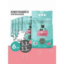 СиСиКэт 6 шт по 5,3 л/3,3 кг комкующийся наполнитель для кошачьих туалетов
