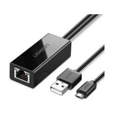 Адаптер Ugreen 30985 Micro USB 2.0 To 100Mbps Ethernet Adapter For Chromecast And Micro TV Sticks, черный