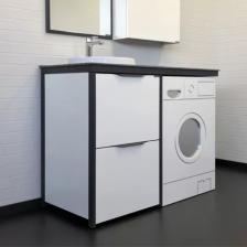 Тумба с раковиной под стиральную машинку Comforty Лозанна 120 белая глянцевая
