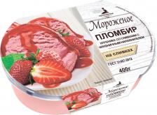Мороженое Петрохолод Пломбир на сливках Клубника со сливками 15% 400г
