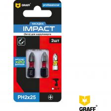 Биты GRAFF серии IMPACT PH 2x25 mm специально разработаны для тяжелых условий, особенно при работе с импульсными шуруповертами и гайковертами. Уникальная форма насадки значительно увеличивает ее производительность за счет преодоления пиковых вибраций инструмента и компенсации ударной нагрузки. Благодаря гибкости и прочности материала биты IMPACT GRAFF отлично справятся с любым спектром задач по монтажу резьбовых соединений. По сравнению с обычными насадками биты IMPACT GRAFF отличаются повышенной долговечностью и износостойкостью, гарантируют качественную и эффективную работу.