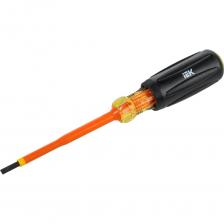 Отвёртка диэлектрическая шлицевая SL4,0х100 типа Т3 серии ARMA2L 5 предназначена для закручивания и откручивания винтов и шурупов. Допускается использование под напряжением до 1000 В. Отличительной чертой типа Т3 является материал рукояток - прорезиненная: ацетат + TVP.