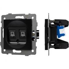 Механизм компьютерной розетки двойной SCT-MPC2-PL-BK-V (RJ-45, CAT6) (Arlight) 049853