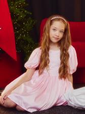 Платье нарядное для девочки MINAKU: PartyDress с рукавами, розовое, рост 110-116 см