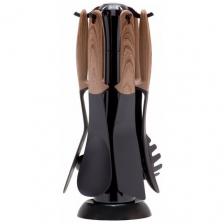 Набор кухонных принадлежностей 7 предметов Kamille KM 5235 с подставкой (черный)