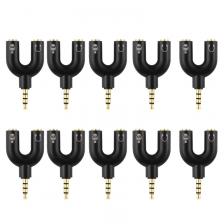 10 шт. U-образный адаптер, двойной разъем для наушников 3,5 мм, аудиокабели, разветвитель микрофона, 2 в 1, поворотный разъем, аудиоконвертер