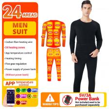 Зимнее нижнее белье с подогревом, костюм для смартфона, приложение для контроля температуры, USB-аккумулятор, флисовая термомомотоциклетная куртка