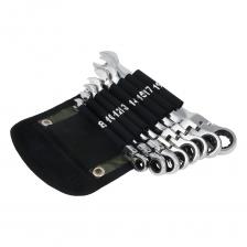 РОКОТ Набор трещоточных комбинированных ключей РОКОТ включает в себя 8 ключей наиболее популярных размеров. Выполнены из высококачественного металла, не подверженного деформации. Находится в удобном чехле с гравировкой по размерам.