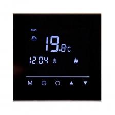 Терморегулятор WarmLife Black это терморегулятор черного цвета с сенсорным дисплеем выполненный в дизайнерском стиле. Имеет три режима работы: это ручной, программируемый и комфортный. Они позволяют автоматически поддерживать разную температуру в помещении в различные промежутки времени суток. Программирование температуры доступно в 6-ти интервалах по времени на каждый день. Имеется функция блокировки экрана от случайного нажатия. В терморегуляторе также имеется независимый элемент питания для сохранения настроек при отключении электропитания. После отключения электричества терморегулятор автоматически включится в режим работы подогрева теплого пола, который был ранее задан пользователем.