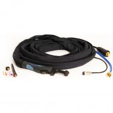 Горелка сварочная TIG WP 9 FXV (8 метров, M16x1,5+2 pin, вилка 35-50 (13мм), охлаждение воздушное, AC80А/DC125A, d - 0.5-2.4мм) арт.WP9FXV-8-M16-2P-3550 используется для TIG сварки. Разъем кнопки управления - двухконтактный 2-PIN (12 мм). Оснащена вентилем подачи газа для установки на аппараты без встроенного газового клапана. Имеет клавишу управления — для аппаратов, оборудованных разъемом управления. Строение рукоятки позволяет эффективно вести работы в горизонтальных и вертикальных плоскостях. Особенности горелки ЭНАРГИТ TIG WP 9 FXV Высокая надежность зажигания; Гибкий шланг пакет; Воздушное охлаждение; Сменная кнопка подачи газа/тока; Эргономичная рукоятка с прорезиненными вставками; Газовый вентиль - для аппаратов, не оборудованных встроенным газовым клапаном; Клавиша управления - для аппаратов, оборудованных разъемом управления;