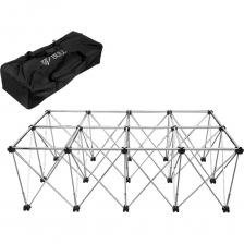 Складное подстолье BULL - это универсальное решение для вашего рабочего пространства, подходящее для использования как на улице, так и в помещении. Отлично подходит для столярных, слесарных, сборочных, раскроечных и упаковочных работ, а также для множества других операций. Не требует сборки, раскладывается за считанные секунды за счет телескопической конструкции. Максимальные габариты в разложенном виде(ДхШхВ): 2245х1150х765 мм. Вес подстолья всего 10 кг. Выдерживает максимальную нагрузку до 1800 кг, при установке поперечных перекладин (входят в комплект поставки). Толщина несущих опор 0,7 мм и 15 точек опоры обеспечат максимальную устойчивость конструкции. Пластиковые ножки не повреждают поверхность пола. В комплект поставки сразу входят 22 поперечные перекладины с толщиной стенки 0,5 мм. Подстолье поставляется в качественной сумке для удобного хранения и транспортировки. Размеры в сложенном виде(ДхШхВ) - 320х190х925 мм Размеры в разложенном виде(ДхШхВ) - 2245х1150х765 мм Макс. нагрузка(при установке перекладин) - 1800 кг