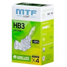 Лампа автомобильная галогенная MTF Light HS12B3 HB3 12V 65W Long Life x4 HB3 2900K 1 шт.
