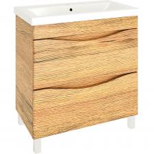 Натуральная древесина смотрится благородно и эффектно в интерьере, но она дорого стоит и плохо подходит для помещений с высокой влажностью. Поэтому для ванной идеально подойдет тумба «Дакота». Она сделана из устойчивых к влаге материалов, при этом внешне оформлена в цветах под природную древесную текстуру. Эта мебель совместила в себе: Самобытный стиль, подходящий для интерьеров кантри, прованс и даже модерн; Контрастность оттенков — древесный цвет корпуса четко оттеняется белыми ножками и таким же умывальником; Вместительность и удобство использования — тумбочка оснащена выдвижными ящиками (двумя) с прорезями для рук вместо фурнитуры. Напольная тумба «Дакота» наполнит ванную лучами солнца, атмосферой летнего леса и другими приятными воспоминаниями о прогулках на природе.