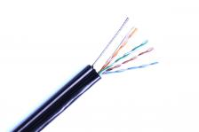 Datarex (Датарекс) Кабель категории 5е, 4 пары U/UTP, 24AWG, PE, черный, внешний с тросом, катушка 305