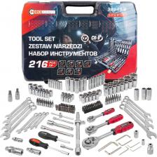 Набор инструментов Forcekraft — это идеальный помощник для ремонта автомобилей и выполнения различных работ дома или на даче. Включающий 216 предметов, этот уникальный комплект предлагает все необходимое для решения самых разнообразных задач.Универсальность: В набор входят головки различных типов — 6-гранные, Е-профиль, короткие и глубокие, что позволяет работать с различными креплениями.Прочность и надежность: Все инструменты изготовлены из хромованадиевой стали (CR-V), что обеспечивает долговечность и надежность при использовании.Компактность и удобство: Инструменты удобно размещены в прочном пластиковом кейсе с металлическими защелками, что обеспечивает порядок и легкость хранения и транспортировки.Широкий функционал: В комплект входят головки, биты, трещотки, карданы, удлинители, ключи, отвертки, съемники и другие необходимые элементы для выполнения самых разных задач.Советы по применению:Используйте насадки для работы с автомобильными сервисами, бытовыми приборами или мебелью.Удлинители и карданы помогут получить доступ к труднодоступным местам.Прочный кейс позволяет удобно брать набор с собой в поездки или хранить его в гараже без риска повреждения инструментов.Набор Forcekraft — это идеальное сочетание качества, инноваций и функциональности, которое станет незаменимым помощником в любом деле!