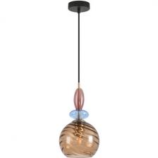 Подвесной светильник со стеклянным декором Lumion Walma 8300/1A бронза/амбер/голубой/розовый, металл/стекло E27 1*40W 220V