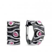 Серебряные серьги с рубинами из коллекции Калипсо