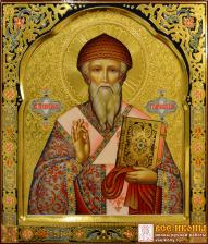Рукописная икона Спиридон Тримифунтский №24 (Размер 27х31 см)