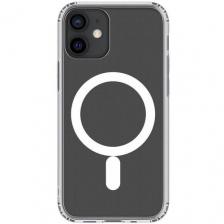 Магнитный силиконовый чехол для iphone 11 MagSafe с магнитным кольцом для беспроводной зарядки (на айфон 11 магсейф) плотный силикон противоударный, прозрачный