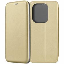 Чехол-книжка для POCO M6 Pro золотистый / подставка, отделение для карт