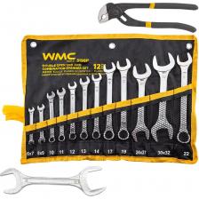 Набор комбинированных и рожковых ключей от бренда WMC TOOLS — это идеальный инструмент для работы с крепежом различных размеров, который подойдет как для ремонта автомобилей, так и для бытовых задач.Характеристики:Комбинированный дизайн. Каждый ключ сочетает в себе рожковую и накидную части, что позволяет использовать их в разных ситуациях. Рожковая сторона удобна для доступа к крепежу, где пространство ограничено; накидная часть предоставит дополнительные преимущества при работе с высоконагруженными резьбовыми соединениями.Материал. Изготовлены из высококачественной хромованадиевой стали, что обеспечивает прочность и защиту от коррозии.Преимущества:Компактность. Упаковка набора разработана для удобного хранения и транспортировки ключей.Сбалансированный состав. В набор включены только самые необходимые размеры, что делает его универсальным.Организованное хранение. Удобный пластиковый держатель предотвращает потерю отдельных инструментов и обеспечивает быстрый доступ.Области применения:Автосервисы. Отлично подходит для ремонта легковых и грузовых автомобилей, а также мототехники, квадроциклов и снегоходов.Садовая техника. Эффективен для выполнения слесарно-монтажных работ с болтовым и гаечным крепежом.Домашние задачи. Идеален для бытового ремонта и обслуживания.Этот набор станет надежным помощником для автолюбителей и мастеров, позволяя эффективно выполнять работу даже в самых труднодоступных местах!