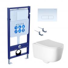 Комплект Унитаз подвесной AQUATEK Лугано AQ2002-00 безободковый, с микролифтом + Инсталляция Standard INS-0000012 + Комплект креплений KKI-0000002 + Кнопка KDI-0000013 белый