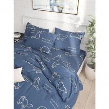 Постельное белье Simple House "Котики" евро Наволочка 50х70 см 2 шт Простынь на резинке 180х200 см Пододеяльник 200х215 см