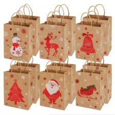 Рождественские пакеты из крафт-бумаги 6/12 шт.