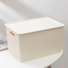 Корзина для хранения «Береста», 14 л, 35x24.5x20.5 см, с крышкой, цвет слоновая кость