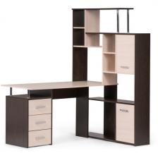 Компьютерный стол с ящиком и полкой Woodville КС-15 венге/дуб молочный правый 295292 (прямоугольная столешница)